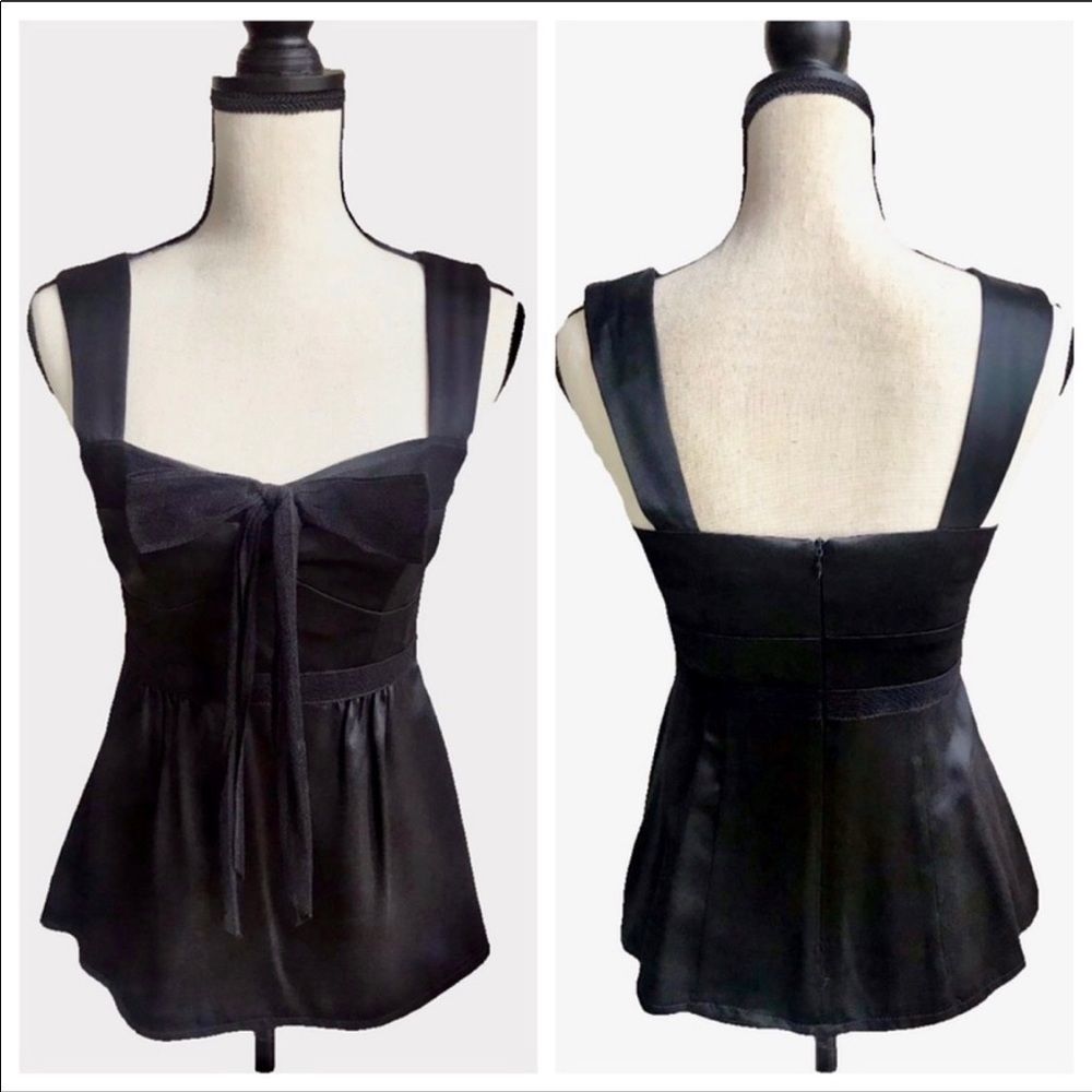 Nanette Lepore Tie-Front Silk Peplum Tank Top